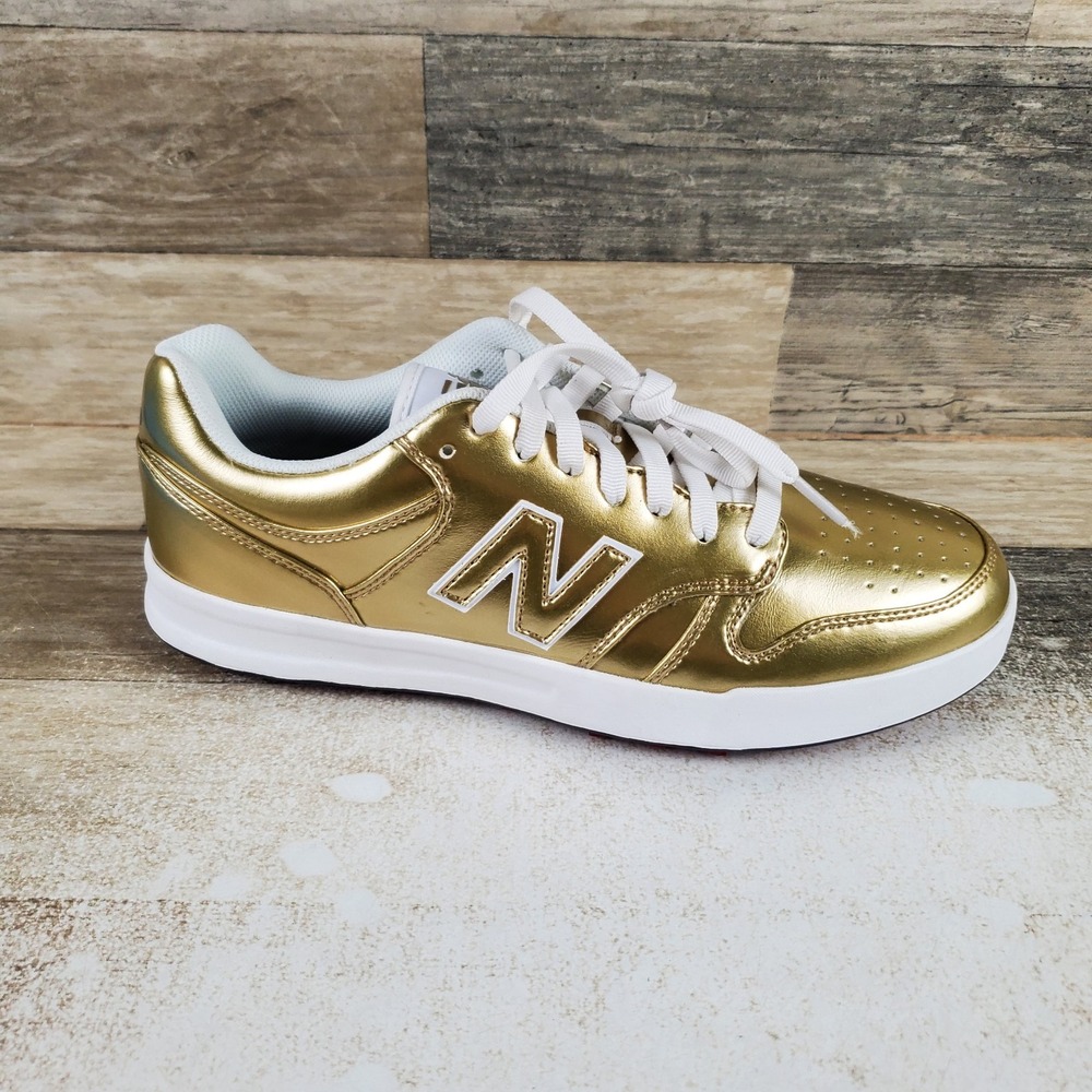 New Balance 520 Mens Golf Shoes Sz 9.5 Athletic Metallic Gold Lace-Up Spikless